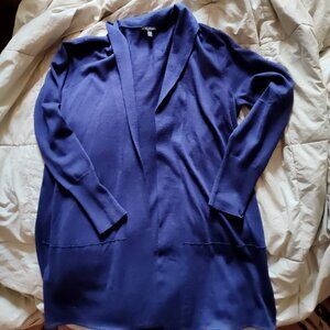 eileen fisher open cardigan Sweater M Italian Merino Yarn Blue Purplish